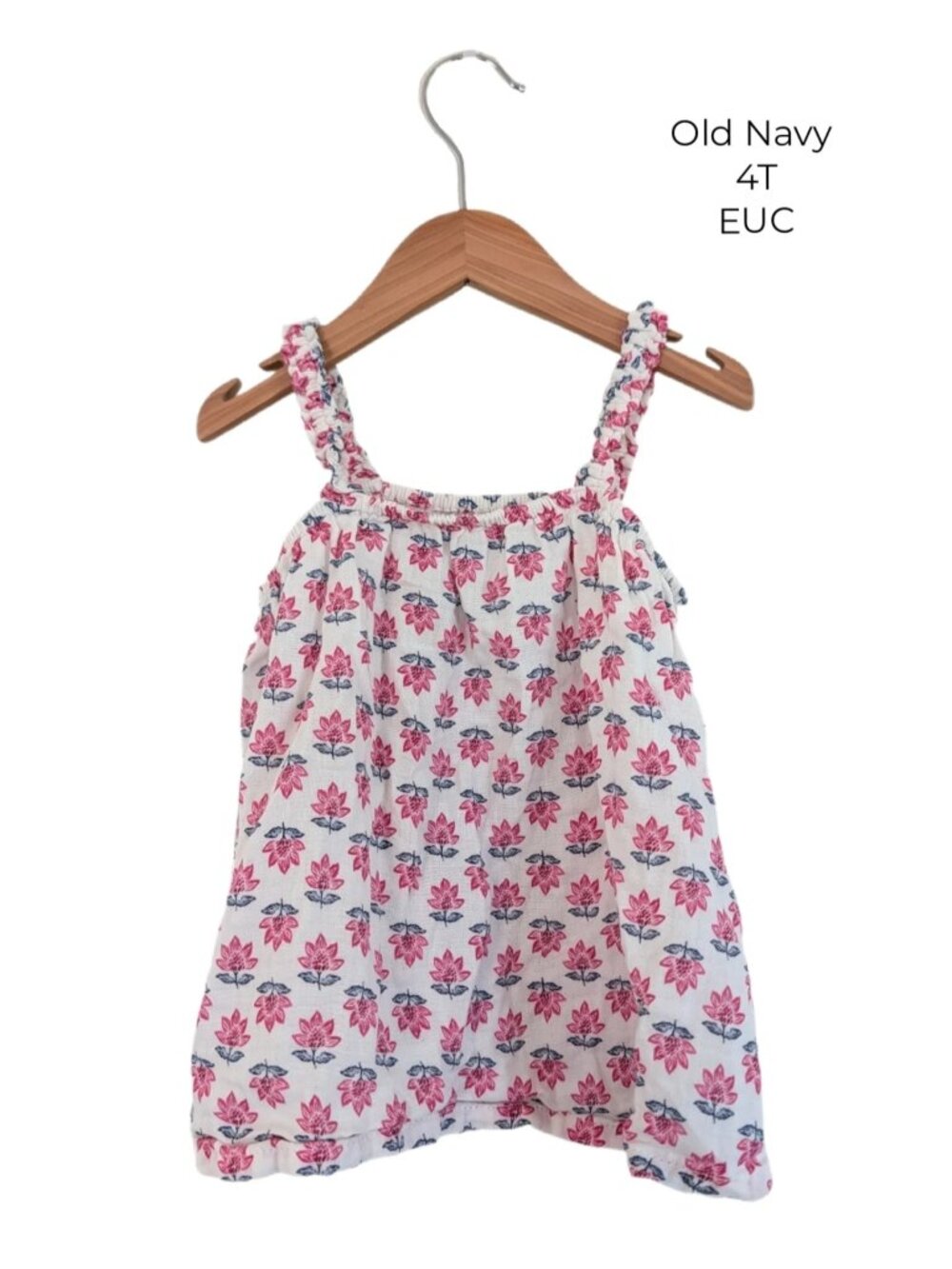 Old Navy Floral Cream, Pink, Navy Tank Top 4T Girls Clothing